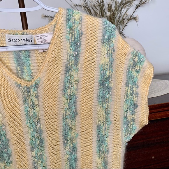 Franco Valeri Short Sleeve Textured Fuzzy Knit Top, Vintage, Size Large - Picture 2 of 8